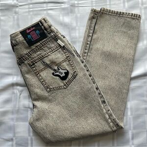 Marc Jacobs Retro Patch Pocket Grey Acid Wash Slim Straight Denim Jeans